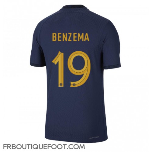 Maillot de foot France Karim Benzema #19 Domicile vêtements Monde 2022 Manches Courtes